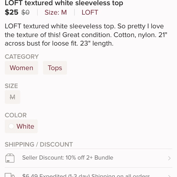 White textured top - Picture 5 of 5